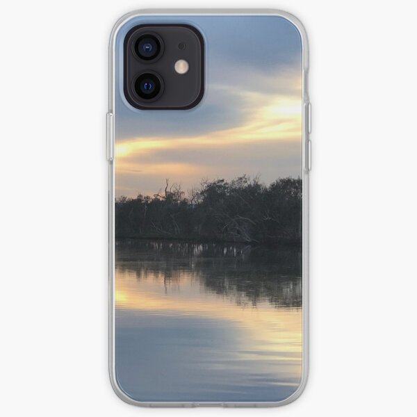 Playful Sky early morning at the river iPhone Soft Case