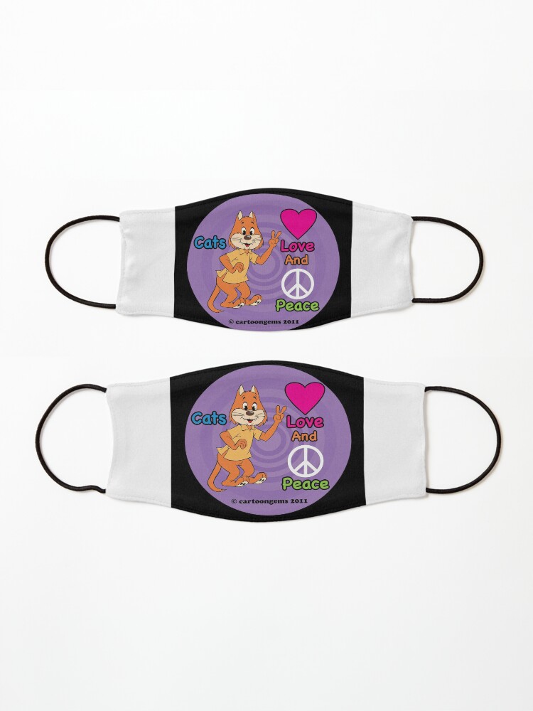 Alternate view of Cats Love And Peace Kids Mask