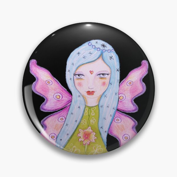 Item preview, Whimsical Bluehair Butterfly Pink Wings Girl designed and sold by ZophiaSolaris.