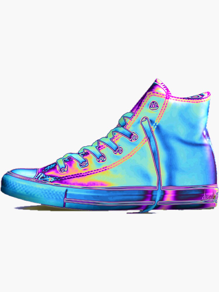 Thumbnail 3 of 3, Sticker, Electric Holographic Sneaker designed and sold by dinaaaaaah.