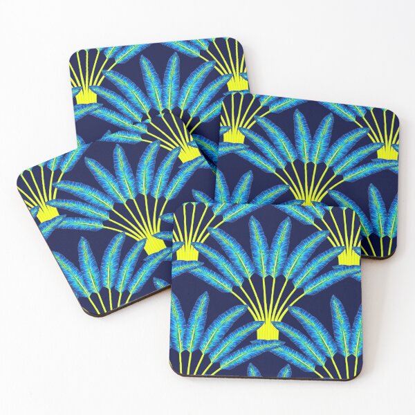 Item preview, Tropical Geo Palm Blue Pattern designed and sold by Silvia  Ospina.