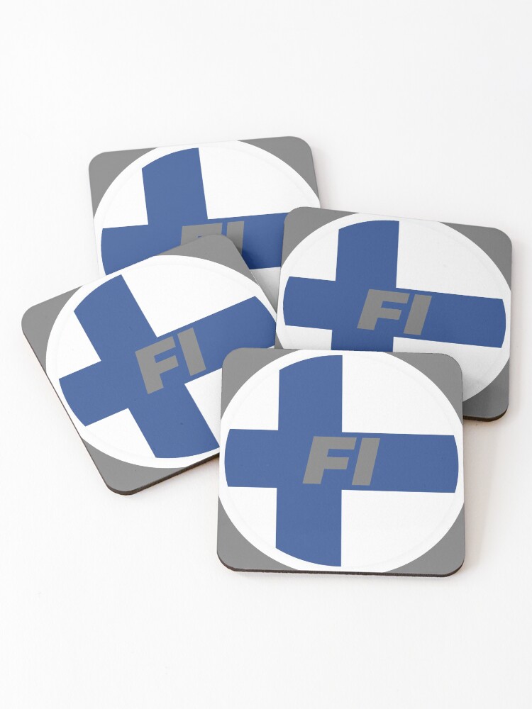 Thumbnail 1 of 5, Coasters (Set of 4), Finland | Round Flag With Country Code designed and sold by CarlosAlberto.