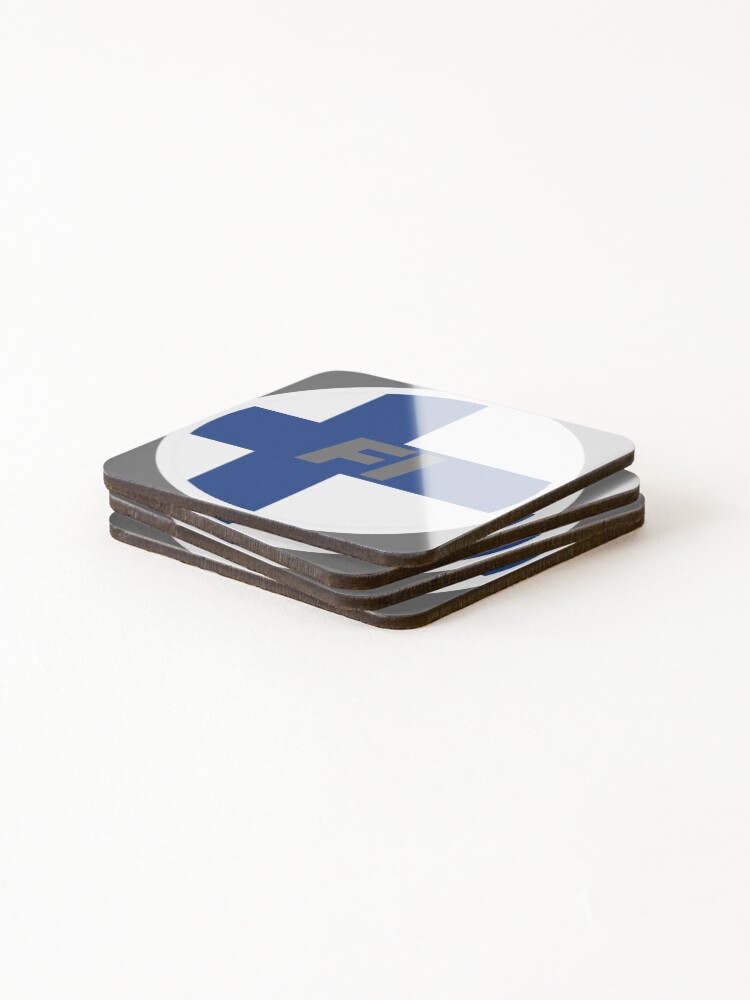 Thumbnail 4 of 5, Coasters (Set of 4), Finland | Round Flag With Country Code designed and sold by CarlosAlberto.