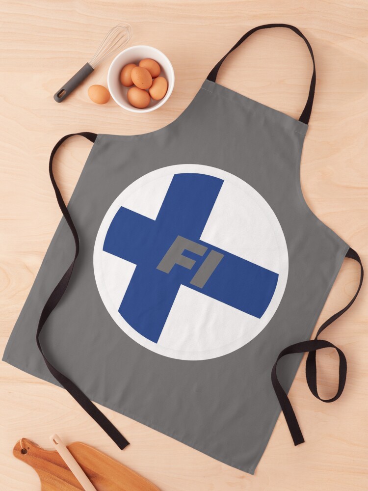Thumbnail 1 of 6, Apron, Finland | Round Flag With Country Code designed and sold by CarlosAlberto.