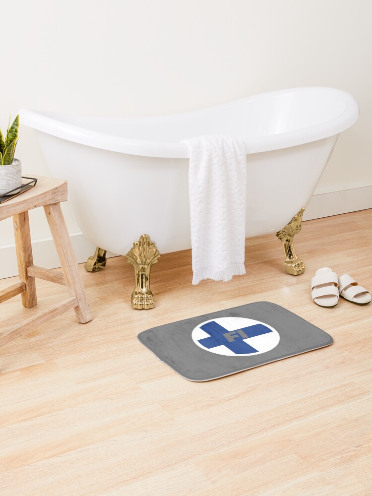 Thumbnail 2 of 6, Bath Mat, Finland | Round Flag With Country Code designed and sold by CarlosAlberto.
