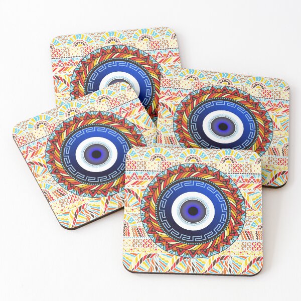 Item preview, Mati Evil Eye Mosaic Colorful Border designed and sold by Yiorgos Designs.