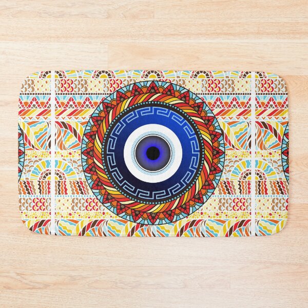 Item preview, Mati Evil Eye Mosaic Colorful Border designed and sold by Yiorgos Designs.