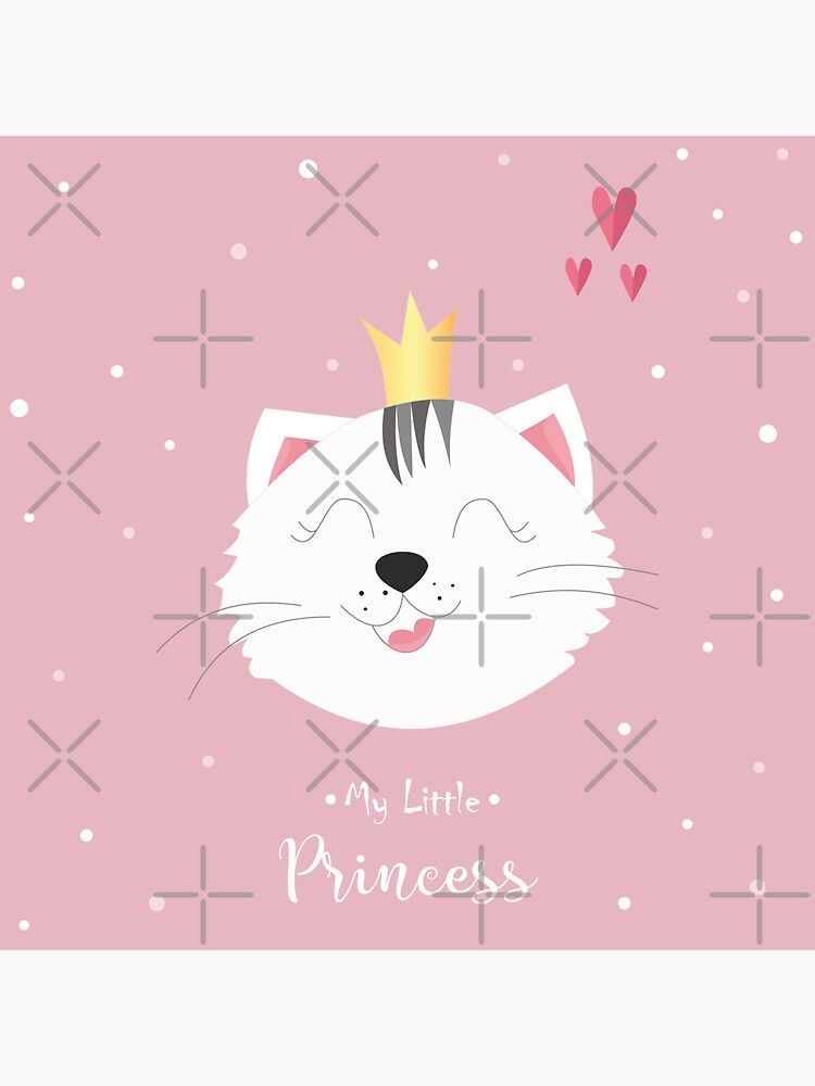 Thumbnail 3 of 3, Sticker, Cute cartoon kitty princess Head of cat with lettering My Little Princess. designed and sold by Victoria Riabov.