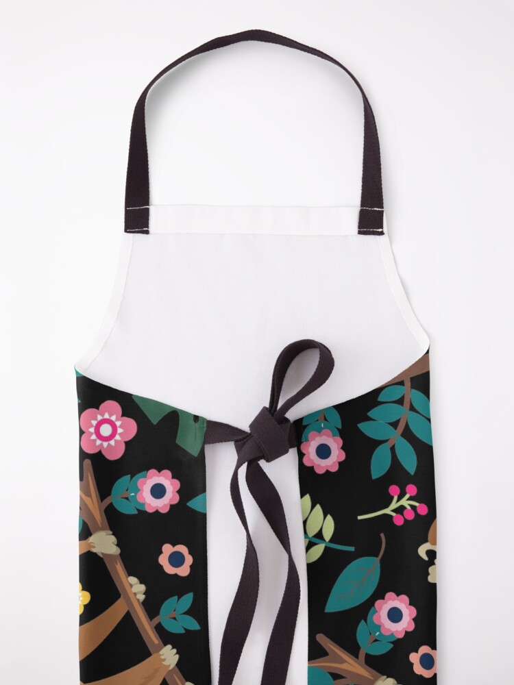 Alternate view of I Love Sloth Floral, Funny Boho Sloth Floral Apron