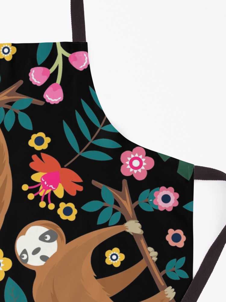 Alternate view of I Love Sloth Floral, Funny Boho Sloth Floral Apron