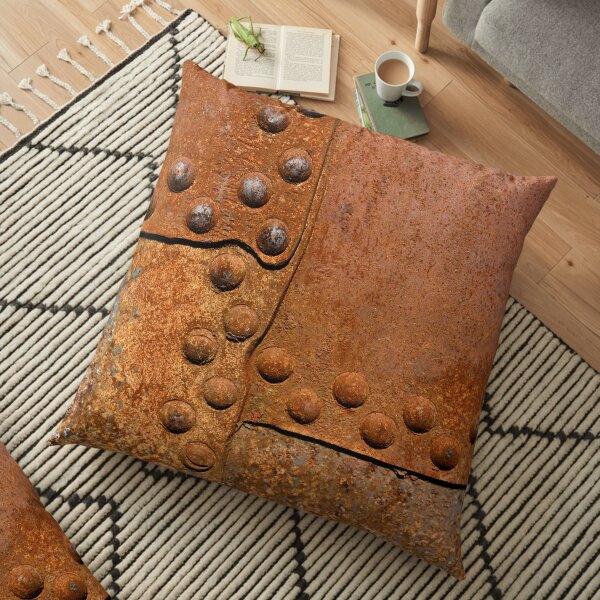 Rusty metal surface with riveted joints Floor Pillow