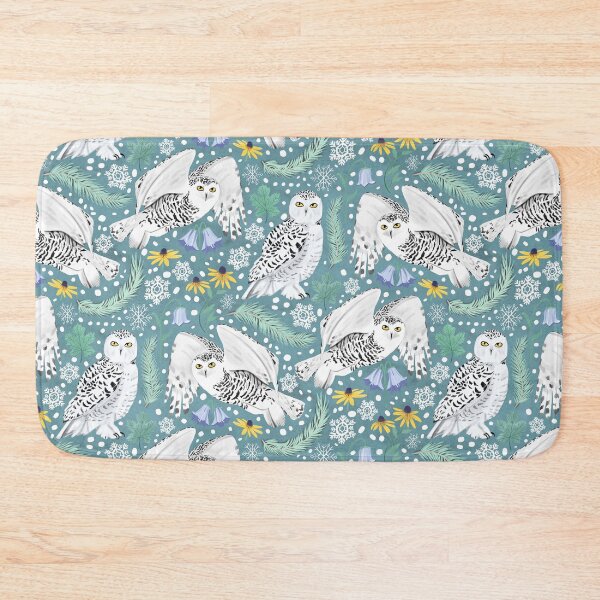 Item preview, Snowy Owls on a Snowy Day - Teal Background designed and sold by Tangerine-Tane.