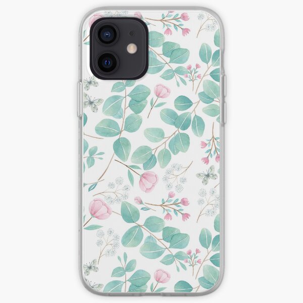 eucalypto and pink flower iPhone Soft Case