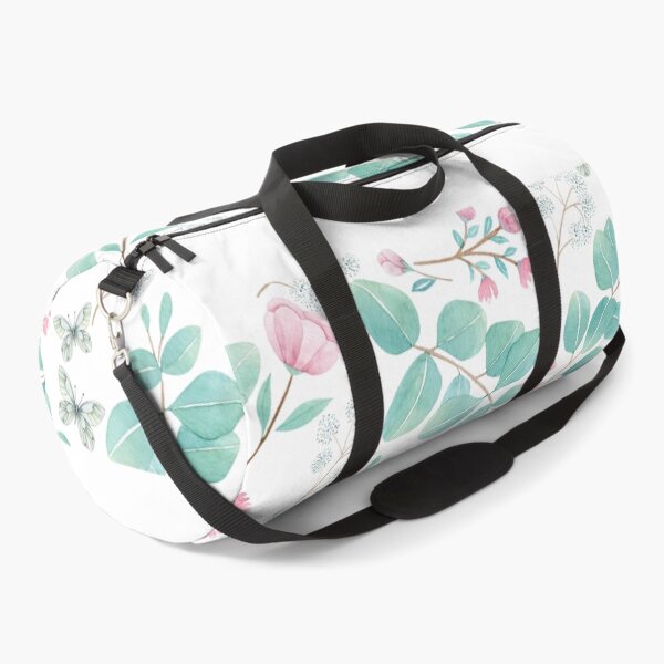eucalypto and pink flower Duffle Bag