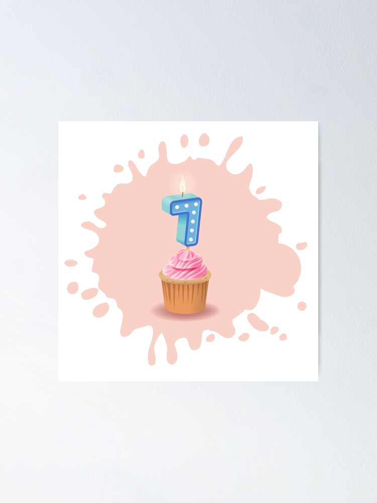 Bonne Carte De Voeux D'anniversaire à Un Enfant De 7 Ans Cupcake D