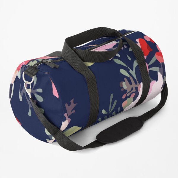 Rose Flower Seamless Pattern Dark Blue Duffle Bag
