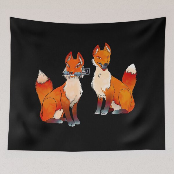 Item preview, Inari shrine foxes designed and sold by IllustrateLaw.