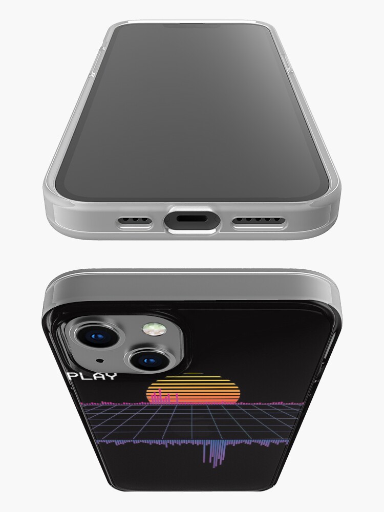 Alternate view of Grid Retrowave City Soundwave iPhone Case