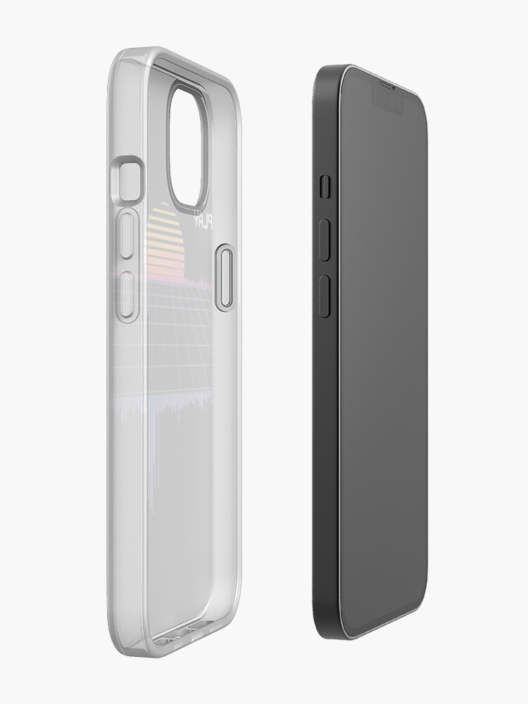 Alternate view of Grid Retrowave City Soundwave iPhone Case