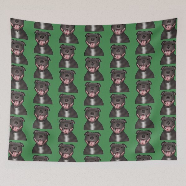 Item preview, Staffordshire Bull Terrier (Staffie) Dog Portrait - Pattern - Green designed and sold by JadeMadeThis.