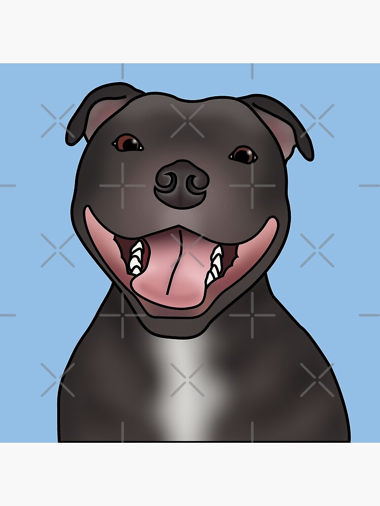 Impression Rigide Portrait De Chien Staffordshire Bull Terrier Staffie Bleu Par Jademadethis Redbubble