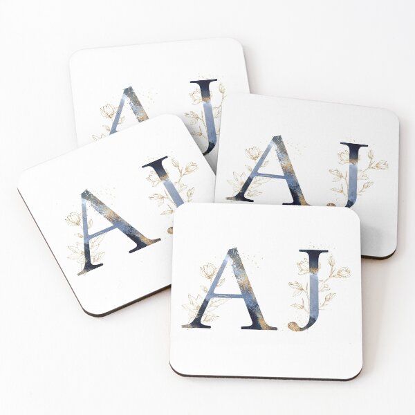 Item preview, Floral Initials AJ, Monogram Gifts designed and sold by PinkLotusArt.