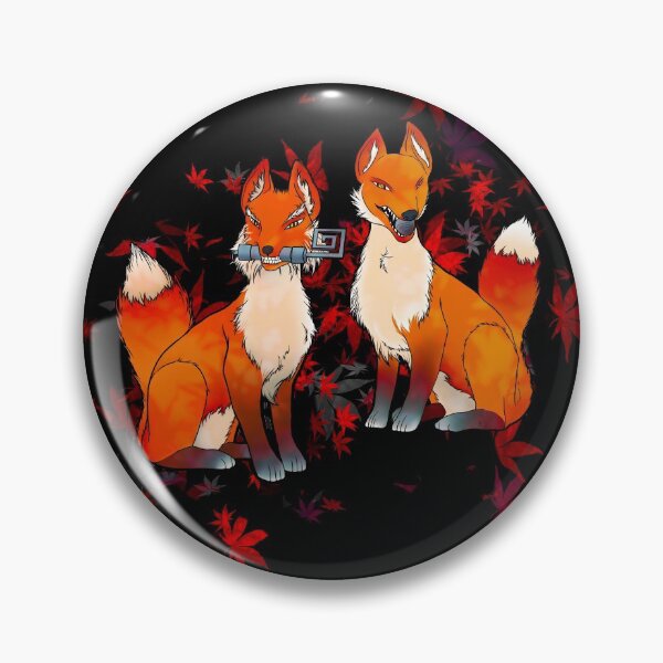 Item preview, Inari shrine foxes with koyo leaves designed and sold by IllustrateLaw.