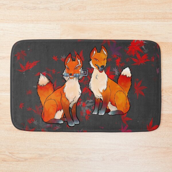 Item preview, Inari shrine foxes with koyo leaves designed and sold by IllustrateLaw.