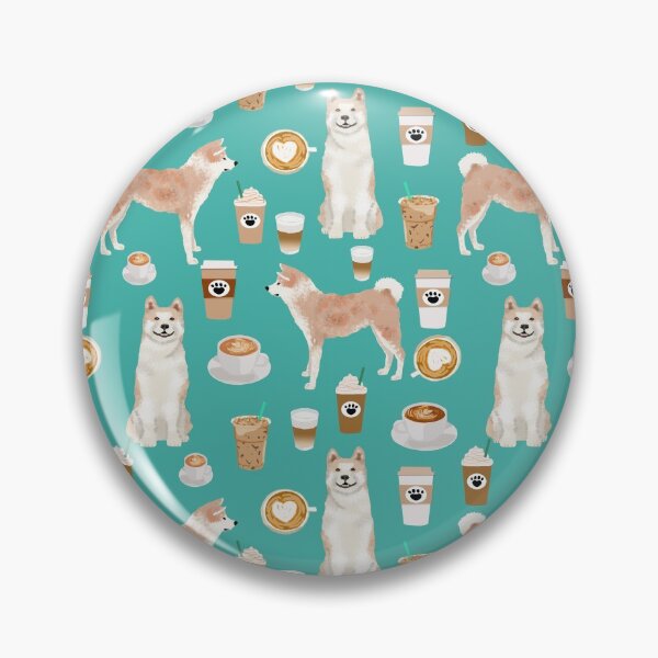 Item preview, Akita coffee pattern akitas dog breed pet portrait by pet friendly turquoise by PetFriendly designed and sold by PetFriendly.