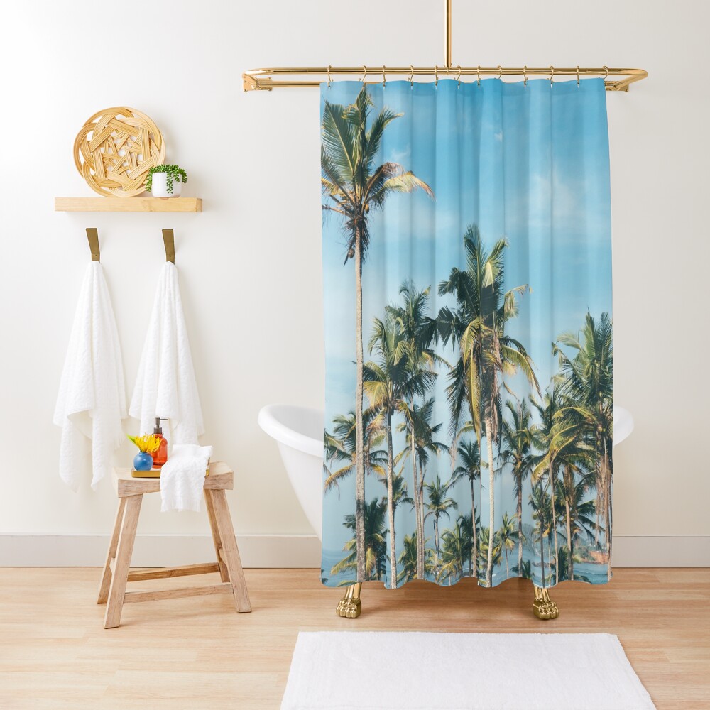 Palmtrees blue sky Shower Curtain