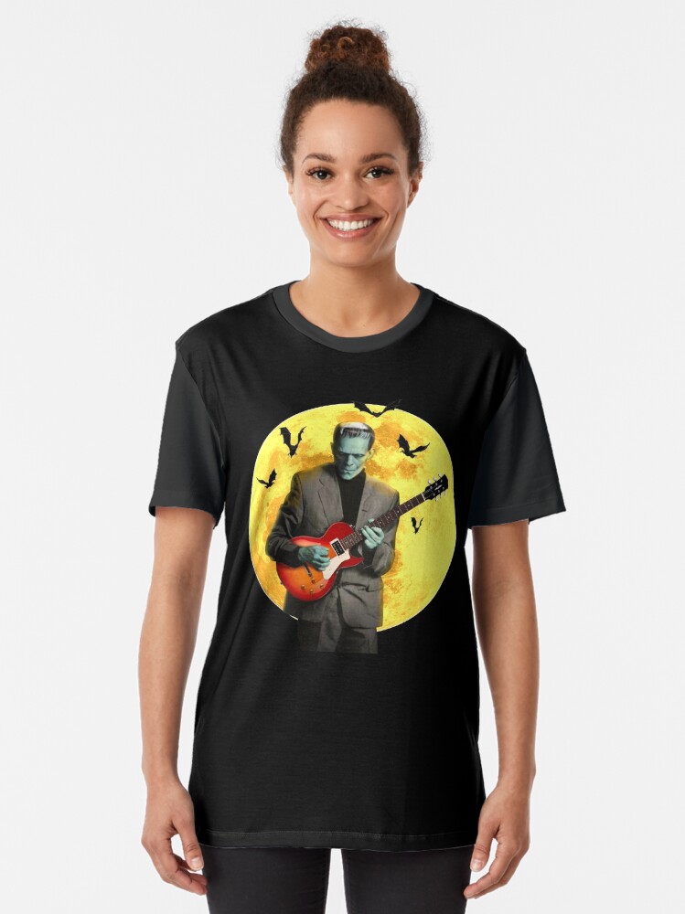 Alternate view of Frankenstein Plays Electric Guitar Graphic T-Shirt