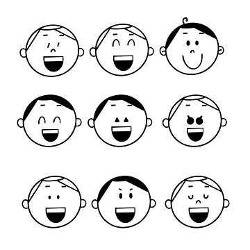 Artwork thumbnail, Set of Adorable Boy facial emotions. Boy face with different expressions. by vectormarketnet