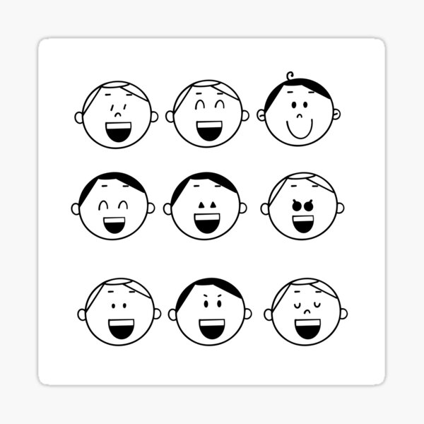 Set of Adorable Boy facial emotions. Boy face with different expressions. Sticker