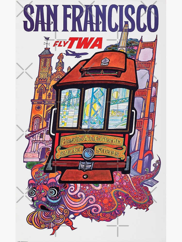 Disover Vintage TWA Travel Poster - Fly TWA - San Francisco, California Premium Matte Vertical Poster