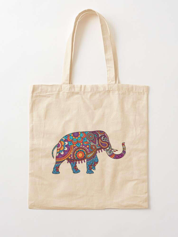 ELEPHANT SHOPPING BAG Elephant Tote Bag Hand Painted Bag 