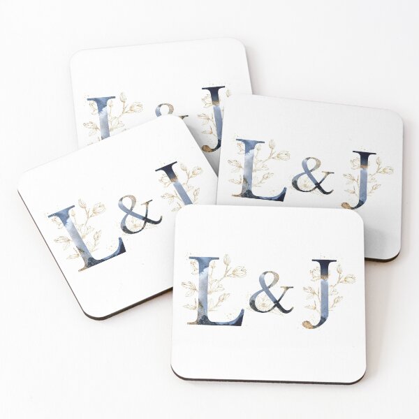 Item preview, Floral Initials L&J for a couple, Monogram Gifts designed and sold by PinkLotusArt.