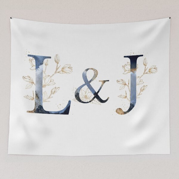 Item preview, Floral Initials L&J for a couple, Monogram Gifts designed and sold by PinkLotusArt.