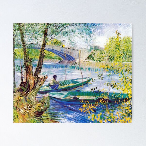 Vincent van Gogh Fisherman and Boats from the Pont de Clichy Poster