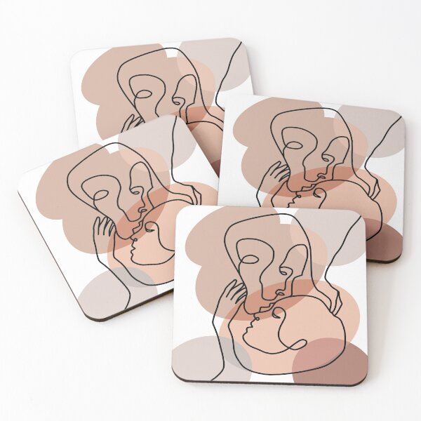 Item preview, 2 kissing faces on a white, peach background. decorating, interiors designed and sold by jayne0524.