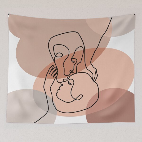Item preview, 2 kissing faces on a white, peach background. decorating, interiors designed and sold by jayne0524.