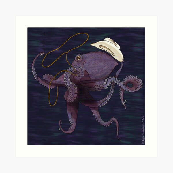 Cowboy Octopus Art Print
