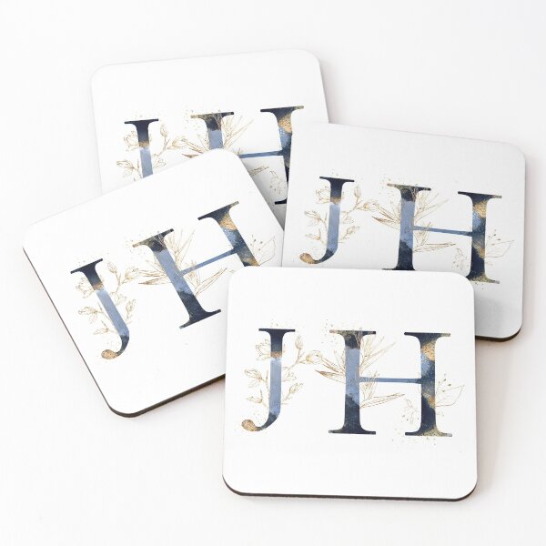 Item preview, Floral Initials JH, Monogrammed designed and sold by PinkLotusArt.