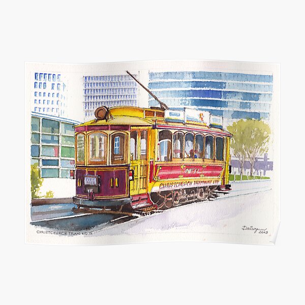 Christchurch Number 11 Tram Poster