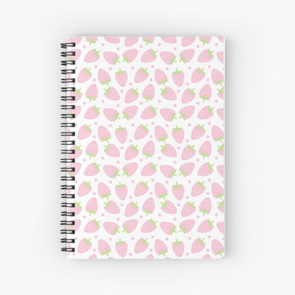 Strawberries Pink Flowers Dots Kawaii Cute Pastel Spiral Notebook for Sale  by candymoondesign