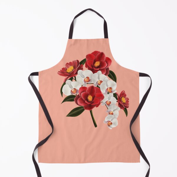 Item preview, Camellia and orchid bouquet on pink designed and sold by patternsbymira.