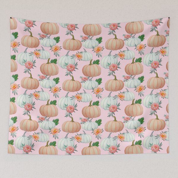 Item preview, Pumpkin and peony floral in pink, peach and white designed and sold by MagentaRose.
