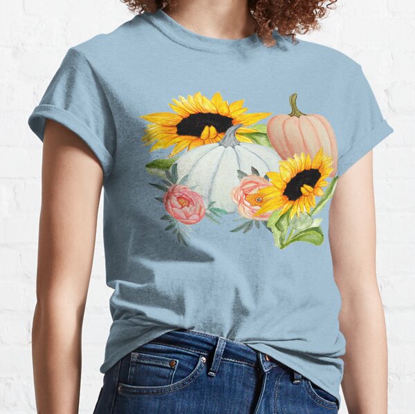 Pumpkin and peony floral in pink, peach and white Classic T-Shirt