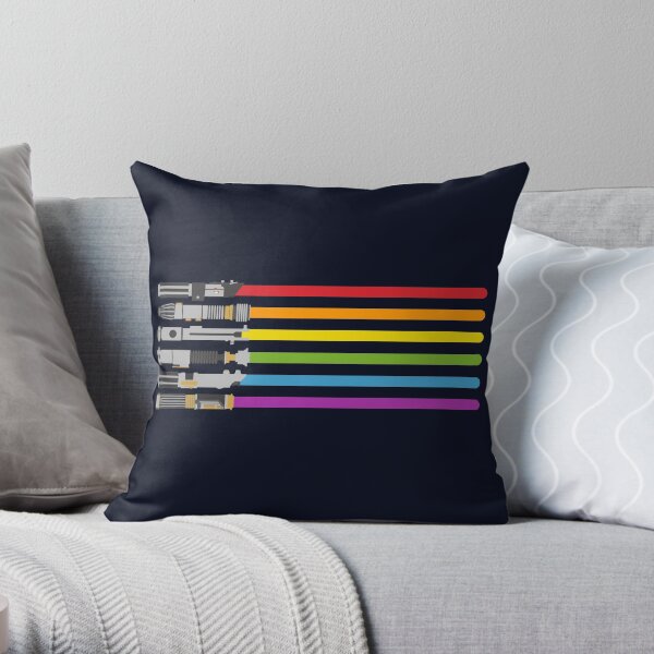 Lightsaber Rainbow Throw Pillow