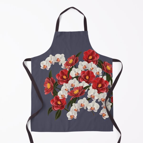 Item preview, Large camellia and orchid bouquet on grey designed and sold by patternsbymira.