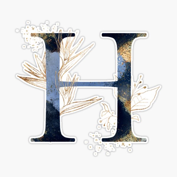 Floral Initial Letter H, Monogrammed Sticker for Sale by PinkLotusArt